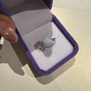Blue lace agate stone on 925 silver setting

Adjustable